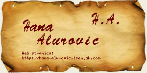 Hana Alurović vizit kartica